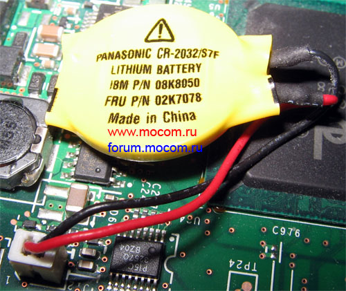  IBM ThinkPad R51:  BIOS,   Panasonic CR-2032/S7F, 08K0850, 02K7078