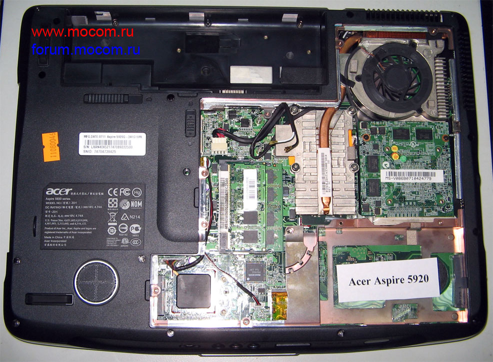  Acer Aspire 5920:  /  / cooler UDQF2ZH81CQU,   FOX3LZD1TATN00071014