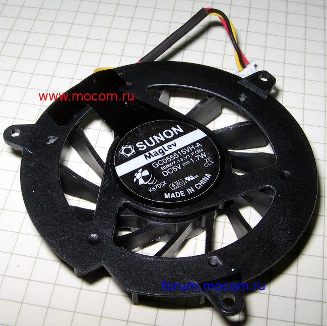  Acer Aspire 4920:  GC055515VH-A, B2607.13.V1.F.GN, DC5V 1.7W; Round fan 57x57x10mm; Wire Length: 50mm, 3-wire 3-pin connector