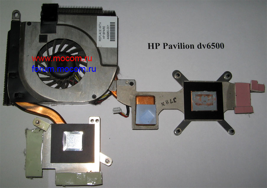  HP Pavilion dv6500:  449960-001, 31AT1TATP003C, F6D1-CCW, DFS531205M30T; DC 5V 0.32A fan, 2 air outlet for AMD CPU