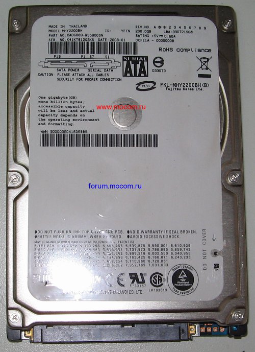   : HDD Fujitsu MHY2200BH 200Gb, 5400 rpm, 8Mb, SATA