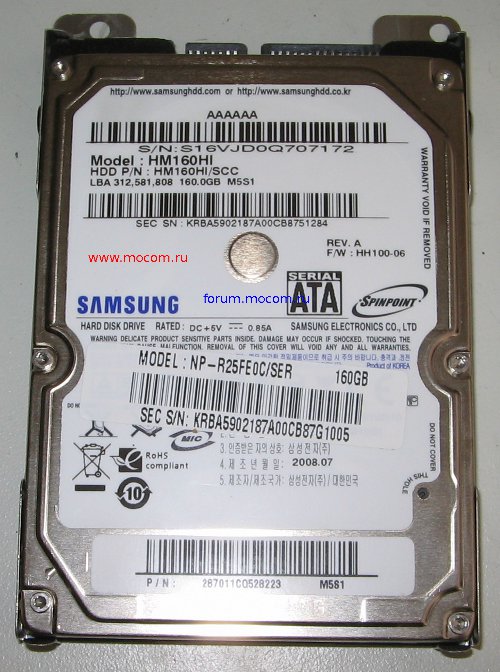  : HDD Samsung HM160HI SATA 160GB