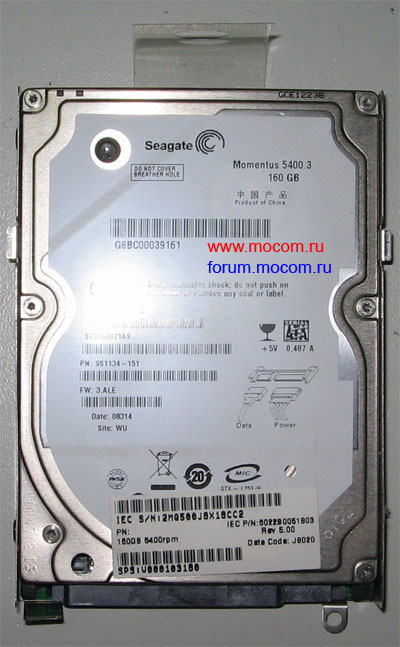 HDD Seagate Momentus 5400.3, 160Gb, ST9160821AS, 9S1134-151