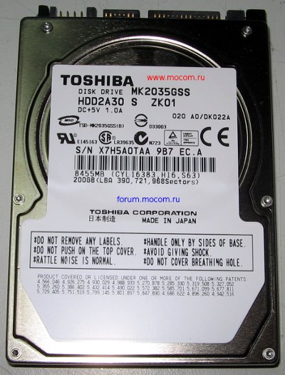   : HDD Toshiba MK2035GSS 200Gb, SATA, 4200 rpm, 8Mb 