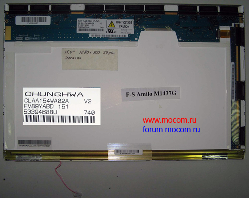  Fujitsu-Siemens Amilo M1437G:  15.4" (1280x800), 30 pin, , CLAA154WA02A