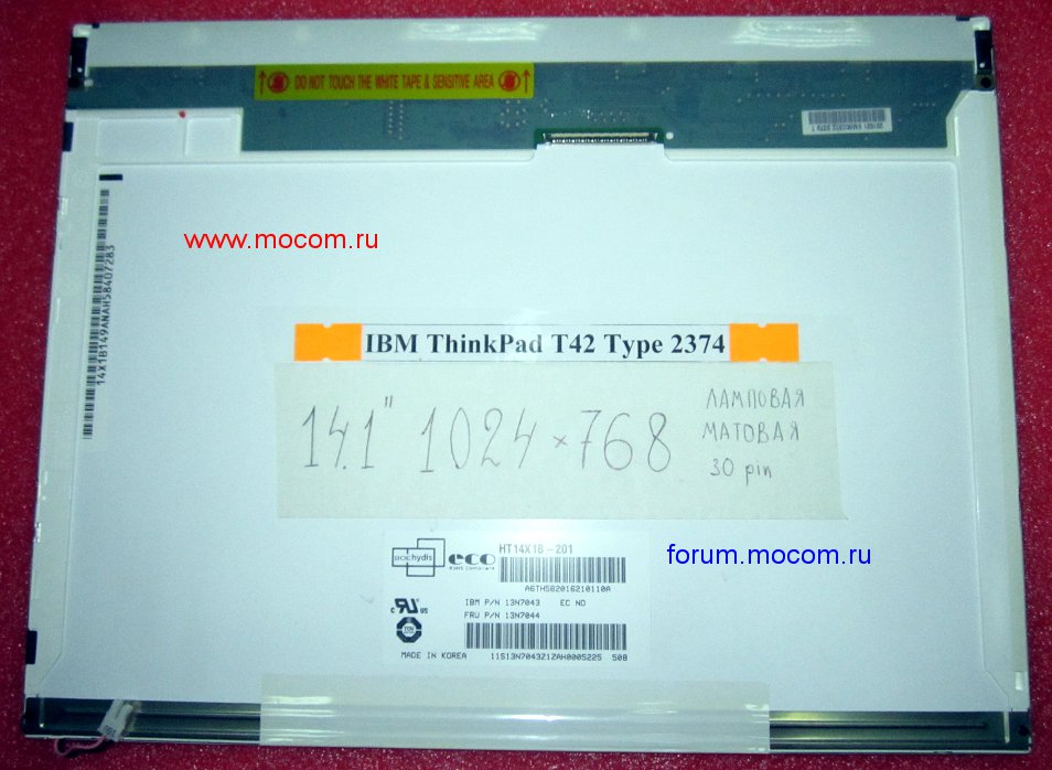  IBM ThinkPad T42:  14.1" 1024x768, 30 pin; HT14X1B-201