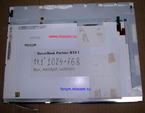  RoverBook Partner RT6 L:  B141XN01 V.01 L141X1-1A; 14.1" 1024x768 , , 20 pin