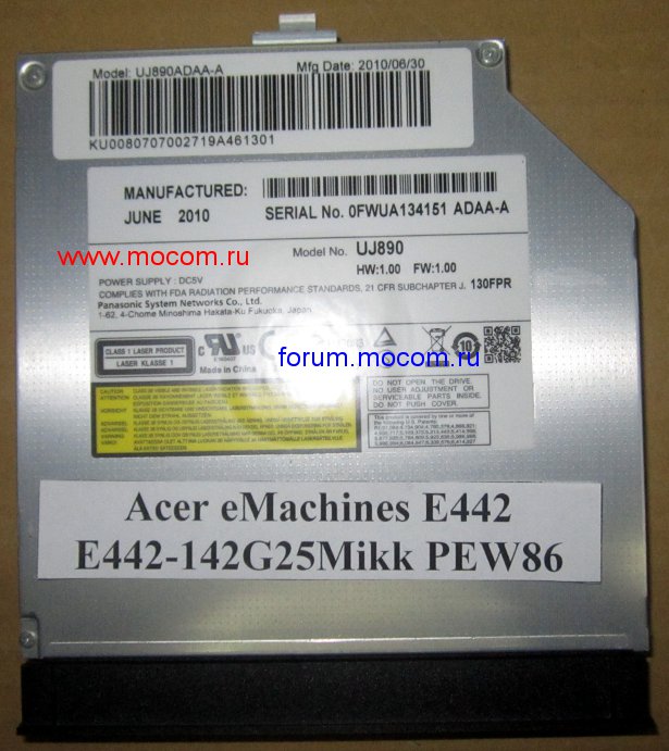  Acer eMachines E442: DVD-RW UJ890