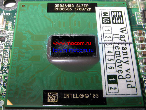  RoverBook Navigator W500 WH / Acer Aspire 1690:  Intel Pentium M, 1.70GHz / 2MB / 400MHz, SL7EP
