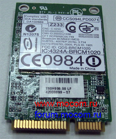 mini PCI Wi-Fi 802.11b/g BROADCOM BCM4311KFBG   Dell Inspiron 1501